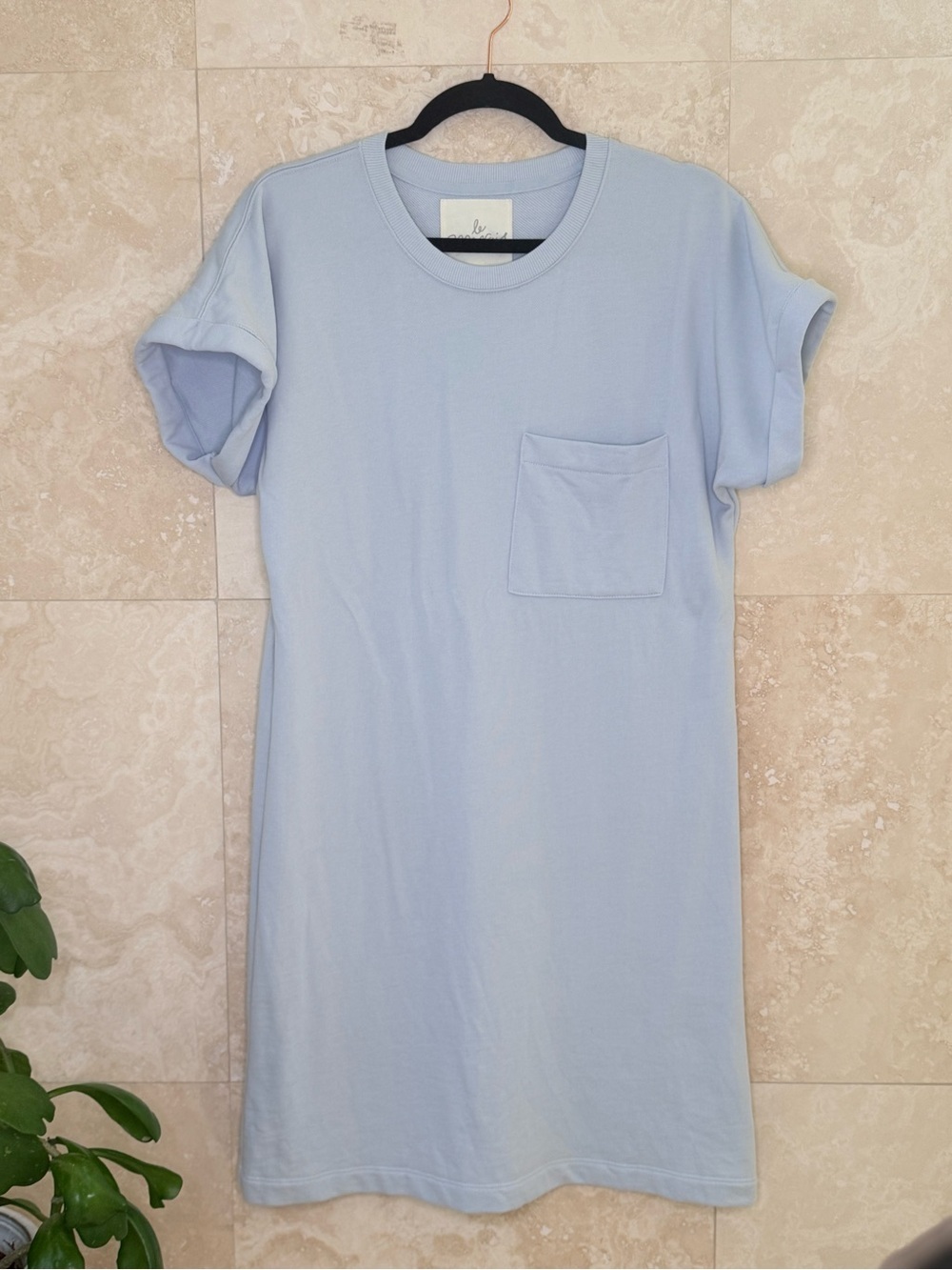 Le Marais T-Shirt Dress Sky Blue 100% Pima Cotton Size Small EUC